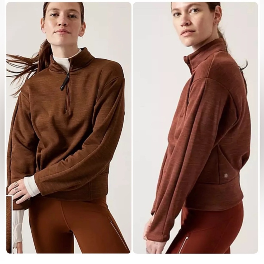 Women’s Athleta Altitude Polartec Half Zip Sweater Mahogany Heather